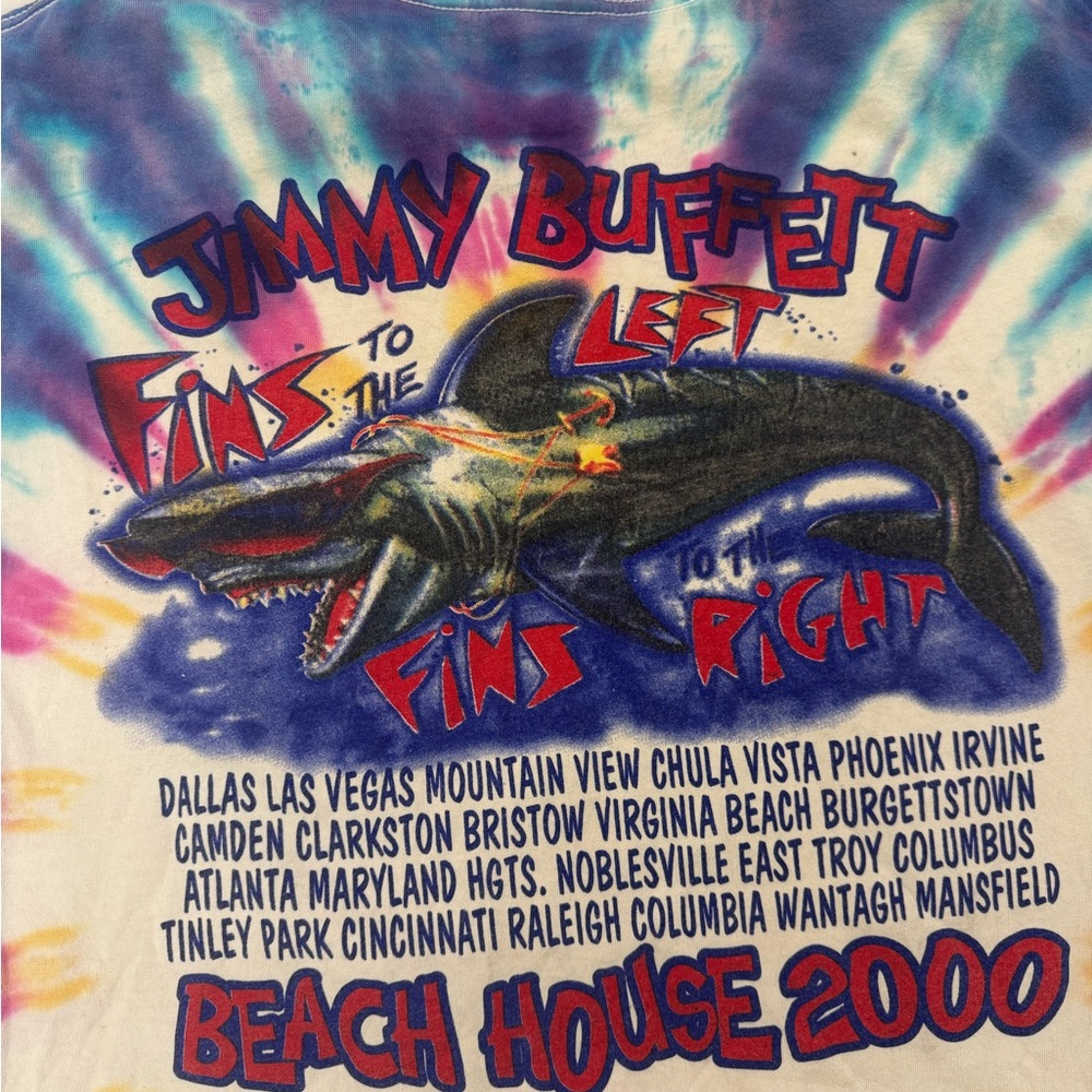 🌈 Vintage 2000 Jimmy Buffett Beach House Tour Tie Dye Tee 🌈 - Picture 4 of 6
